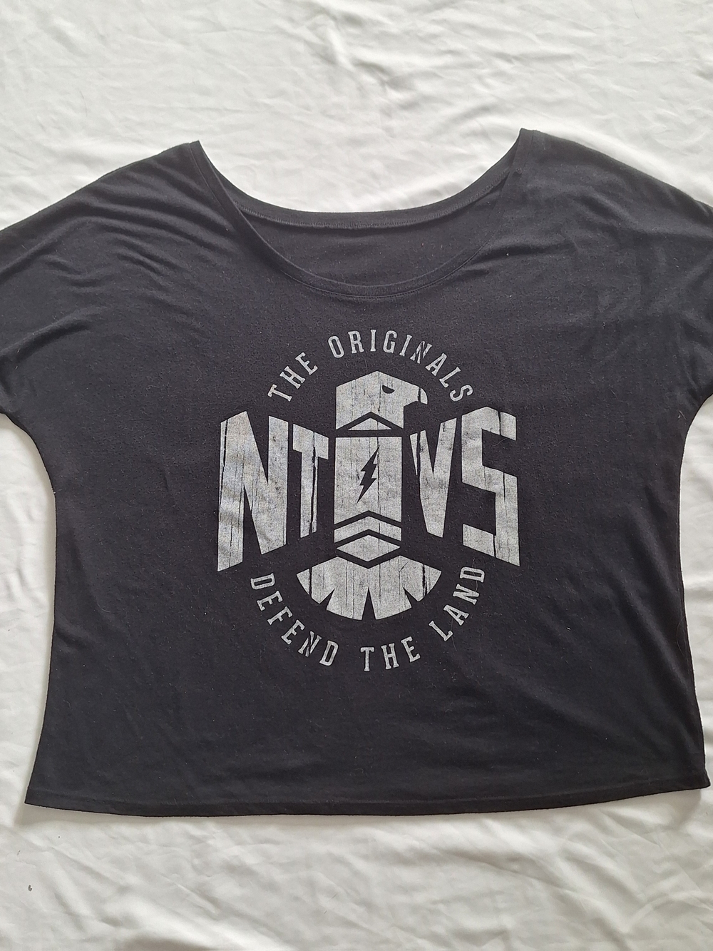 NTVS Women's Black T-Shirt "Defend The Land" No Tags